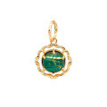 wholesale S925 silver plated with 14K gold, Japanese retro light luxury jewelry pendant featuring golden hair crystal and malachite-0-0