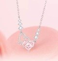 wholesale 925 Silver Trendy Little White Heart Pink Zircon Necklace for Women, Light Luxury Ins Minimalist Style Fashion Versatile Personalized Niche Collarbone Chain-0-1