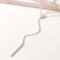 wholesale S925 Silver Y-Chain Minimalist Necklace for Women with Round Main Stone and Pavé Pendant, Versatile Daily Wear Bestseller-0-1