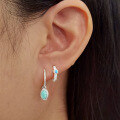 wholesale 925 Sterling Silver Earrings with Green Enamel and Opal, Vintage Luxury High-End Elegant Hoop Earrings-0-3