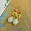 wholesale 925 Silver Inlaid New Chinese Style Long Hetian Jade Earrings, Retro Chinese Hanfu Ear Accessories with Waterdrop Jade-0-6
