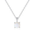 wholesale 925 Sterling Silver Women's Opal Pendant Necklace With Minimalist Four-prong Setting, Ins, European And American, Versatile Collarbone Chain-0-4