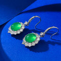 wholesale 925 Silver New Style 8*10 Simulated Green Chalcedony Earrings, Luxurious Dripping Wealthy Woman Style Ear Jewelry-0-2