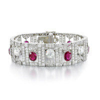 wholesale 925 Silver Gold-Plated Bracelet with High Carbon Diamond, Pigeon Blood Red Synthetic Ruby, Cushion Cut, Antique Luxury Women's Bracelet-GRC Cultured Ruby-Pigeon Blood Red 17cm