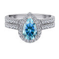 wholesale S925 Sterling Silver 15ct Pear-Shaped Moissanite Ring Set for Women High-End Stackable Rings Jewelry for Men-0-16