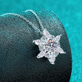 S925 Sterling Silver Moissanite Women's Heart Hexagon Pendant Necklace-0-1