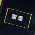 wholesale S925 Sterling Silver 7*7mm Princess Cut White Diamond Trendy Stud Earrings for Women, Cross-border AliExpress Style-0-3