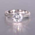 wholesale 925 Silver Plated with Moissanite Six-Prong Main Stone Ring for Proposal, Engagement, Wedding, Couple's Jewelry-0-1