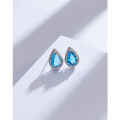 wholesale 925 Sterling Silver Minimalist Waterdrop Flash Blue Zircon Stud Earrings, Small and Unique Design, Luxurious and Sophisticated Earrings for Women-0-3