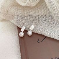 wholesale S925 Sterling Silver Minimalist Swarovski Pearl Stud Earrings for Women, New Collection Small Design Versatile Earrings-Sterling silver