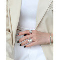 wholesale S925 Sterling Silver Korean Style Ins Irregular Concave-Convex Gold and Silver Foil Fingerprint Open Ring for Women-0-3