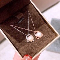 wholesale Silver fashion versatile love pendant pure chain necklace for women, small minimalist design, elegant and sweet freshwater pearl accessory wholesale-TL010863-Rose 925 silver