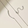 wholesale S925 Sterling Silver Light Luxury High-End Simple Straight Line Chain with Zirconia Inlaid Design, Personalized Fashion Collarbone Necklace-0-2