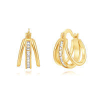 wholesale Brass Metal Hyper Flash Zircon Ear Cuff, Minimalist Exaggerated Earrings For Women,-Gold #4