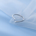 wholesale S925 Sterling Silver Japanese and Korean Style Women's Adjustable Open Double Diamond Ring Elegant Jewelry J0212-0-3