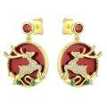 wholesale 925 Sterling Silver Nine-Colored Deer Christmas Earrings for Round and Square Faces, Ins High-End Agate Zircon Ear Stud Wholesale-0-4