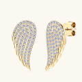 wholesale S925 Sterling Silver European and American Fashion Angel Wing Moissanite Earrings, Designed with a Unique and Niche Stud Style, Light Luxury Wing Earrings-0-0