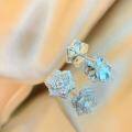 wholesale S925 Sterling Silver Moissanite Full Drill Camellia Stud Earrings, Minimalist and Versatile, Luxury Fashion-0-1