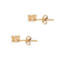 wholesale 10K Gold Japanese Minimalist Academic Style Moissanite Small Crown 3D Ear Studs for Women Elegant Design-0-5