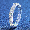 S925 Silver Moissanite Ring, Minimalist Stackable Full Diamond Band-0-0