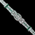 wholesale Metal: 925 Silver Gold Plated, High Carbon Diamond, Muzo Green, Marquise Shape, Art Deco Style, Antique Women's Bracelet-0-0