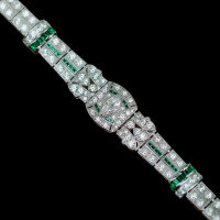 wholesale Metal: 925 Silver Gold Plated, High Carbon Diamond, Muzo Green, Marquise Shape, Art Deco Style, Antique Women's Bracelet-Muzo Green 925 Silver