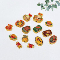 wholesale S925 Gold Plated Enamel Oil-Drop Ruyi Lotus Koi Fortuna Pouch Accessory Bracelet Necklace String Decor DIY Semi-Finished Product-Little Koi