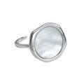 wholesale S925 Sterling Silver 487 Korean Version Ins Small Fresh Mother-of-Pearl Shell Adjustable Open Ring Women's Versatile Silver Ring-0-4