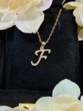 S925 Silver 18k Gold-Plated Moissanite Alphabet Pendant Necklace, DIY Gift-0-9