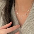 wholesale S925 Sterling Silver Korean Style Pendant Zircon Teardrop Necklace for Women, Luxury Fashion Tassel Collarbone Chain with a Premium Feel-0-2