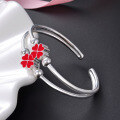 wholesale 999 Sterling Silver Dripping Clover Bracelet Double Loop Open-Ended Minimalist Classic Wholesale for Women-0-3