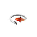 wholesale S925 silver ring for women, Korean-style minimalist and unique orange gradient koi fish fresh hand accessory J8771-0-4