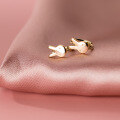 wholesale S925 Silver Adorable Mini Rabbit Stud Earrings Animal Zodiac Bunny Ear Jewelry G9125-0-2
