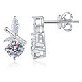 S925 Sterling Silver Bamboo Leaf Moissanite Earrings-0-3
