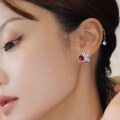 wholesale S925 Silver High-Carbon Diamond Earrings 6*8 Simulated Pigeon Blood Red Earrings for Women,Ins Style by Zhuozhifan Jewelry New Collection-0-3