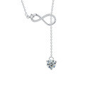 S925 Sterling Silver Infinity Symbol Tassel Necklace with Moissanite Pendant-0-3