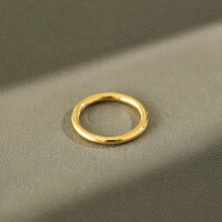 wholesale S925 Sterling Silver 18K Vacuum Plated Korean Style Handmade Minimalist Plain Band Ring for Women-Vacuum Gold No. 9
