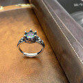wholesale S925 Silver Trendy Little White Ins Cross Flower Rainbow Zircon Crown Ring, Niche Design Elegant Iridescent Open Adjustable Ring-0-3