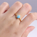 wholesale S925 Sterling Gold Plated Small Niche Design Synthetic Turquoise Ring for Women, Gemstone SetLive Stream New Style-0-3