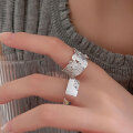 wholesale S925 Sterling Silver Geometric Irregular Open Wide Ring for Women, Korean Dongdaemun New Style Heavy Duty Ring-0-2