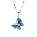 wholesale S925 Sterling Silver Enamel Butterfly Necklace Women's Original Design, Forest Style Clavicle Chain, Small Luxury, High-End Feel Clavicle Chain-0-3