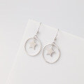 wholesale S925 Sterling Silver Minimalist Five-Point Star Hoop Earrings for Women, Light Luxury Small Hook Earrings with Unique Design-0-0