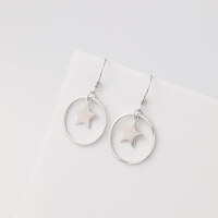 wholesale S925 Sterling Silver Minimalist Five-Point Star Hoop Earrings for Women, Light Luxury Small Hook Earrings with Unique Design-Five-pointed star earrings 925 silver