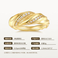 925 Silver Moissanite Croissant Ring 18K Gold Plated-1.3mm/1 point moissanite * 17 / S925 sterling silver  US size 5