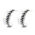 wholesale S925 Sterling Silver Retro Exaggerated Geometric Twist Braided Patchwork Stud Earrings, Street Style Fashion Statement for Trendsetters-0-4