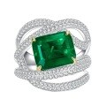 wholesale S925 Sterling Silver New 5-Carat Emerald Cut High Carbon Diamond Geometric Ring Sells Hot Cross-Border-0-4
