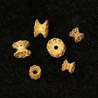 wholesale 925 Sterling Silver Gold Plated Hand-Chiseled Ancient Method Silver Double-Sided Flower Bead Caps Double-Ended Spacer Beads for DIY Bracelets Necklaces-Type C one