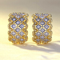 wholesale S925 silver new textured carved floral diamond-inlaid hollow earrings retro court-style women's earrings-E337 Gold >925 Silver