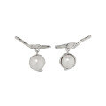 wholesale S925 sterling silver 100ins style small and unique elegant versatile luxury asymmetrical design freshwater pearl earrings-0-4