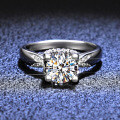 925 Silver 1ct Four-Prong Bullhead Moissanite Ring, Factory Wholesale-0-0